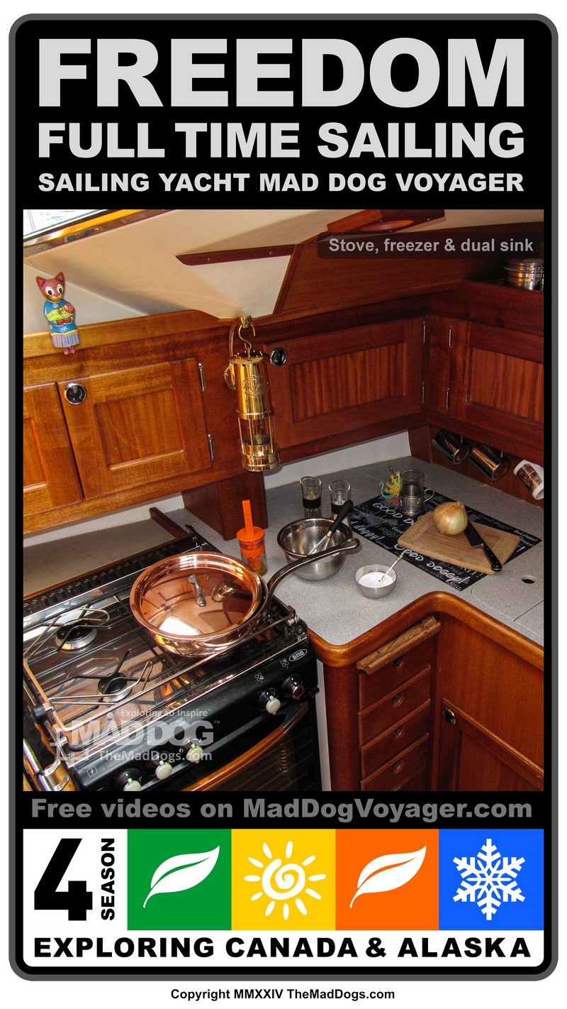 4 Burner, oven gimbaled in our galley (kitchen)